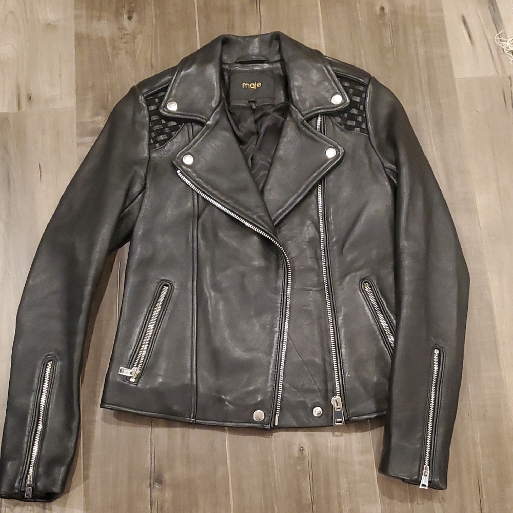 Maje Sleek Black Leather Jacket - Picture 5 of 11